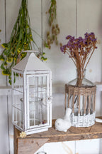 White Metal Lantern - Medium
