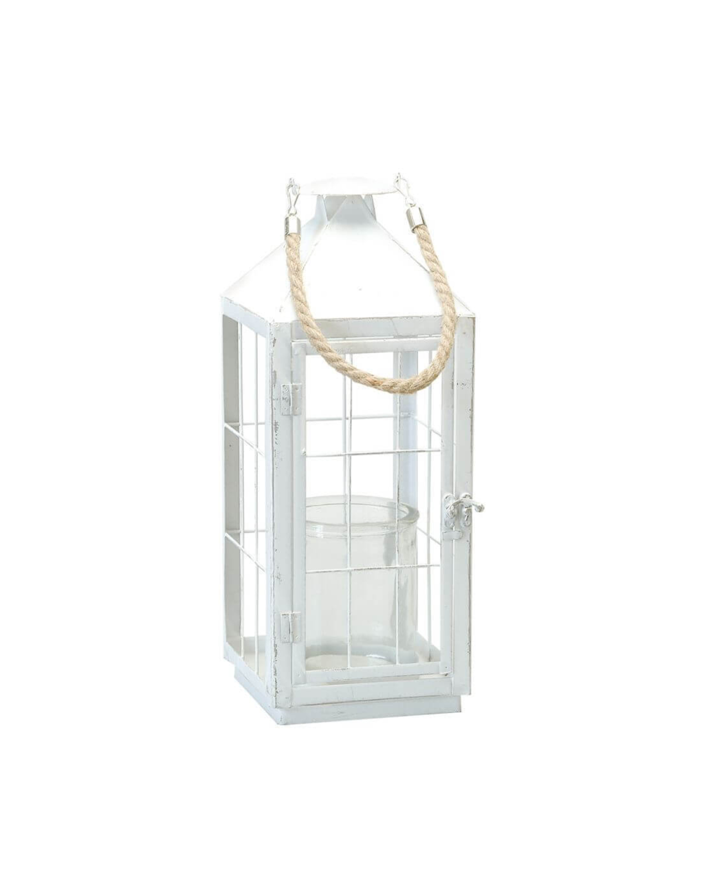 White Metal Lantern - Medium