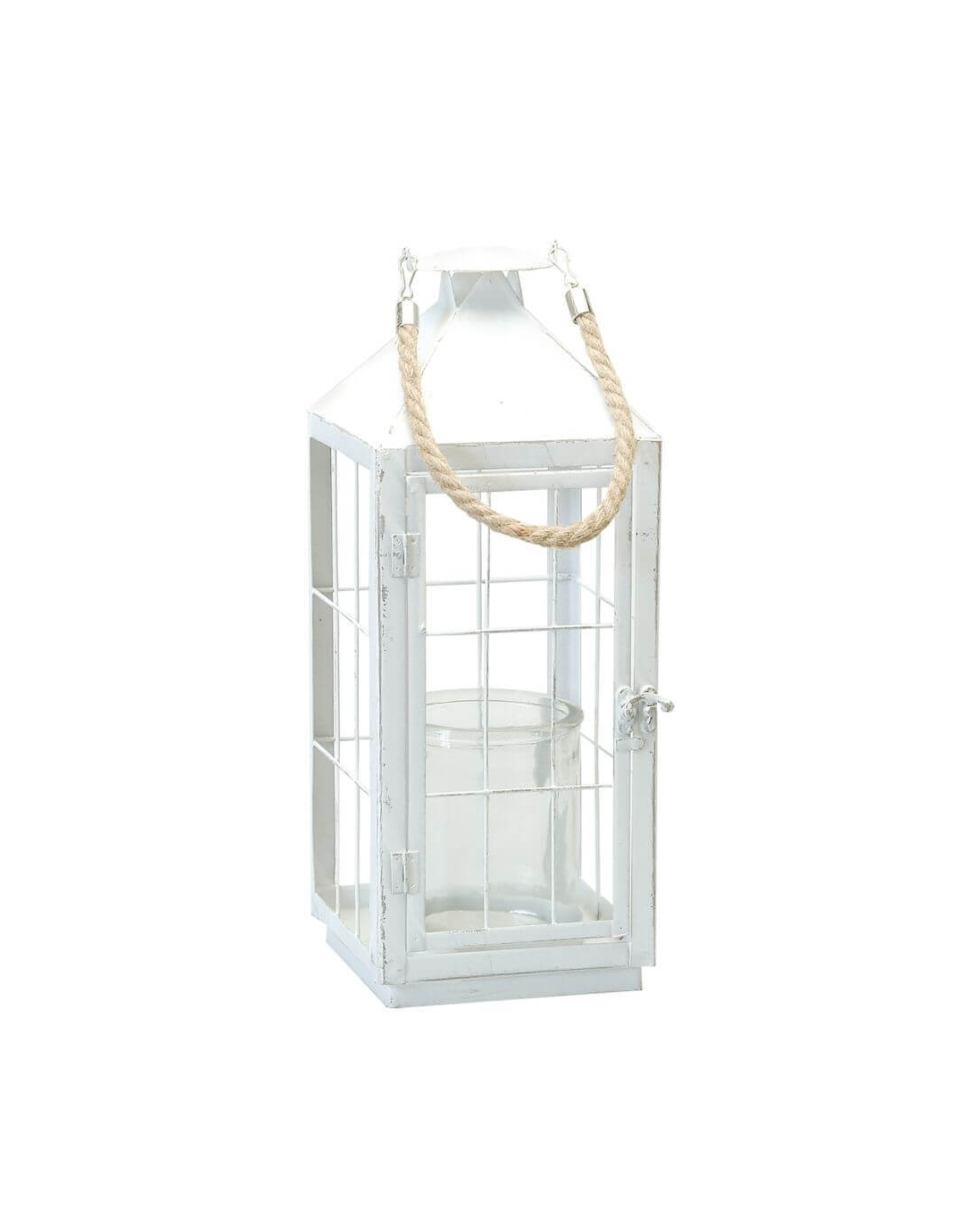 White Metal Lantern - Medium