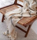 Handwoven Cotton Coverlet, Ink Stripe