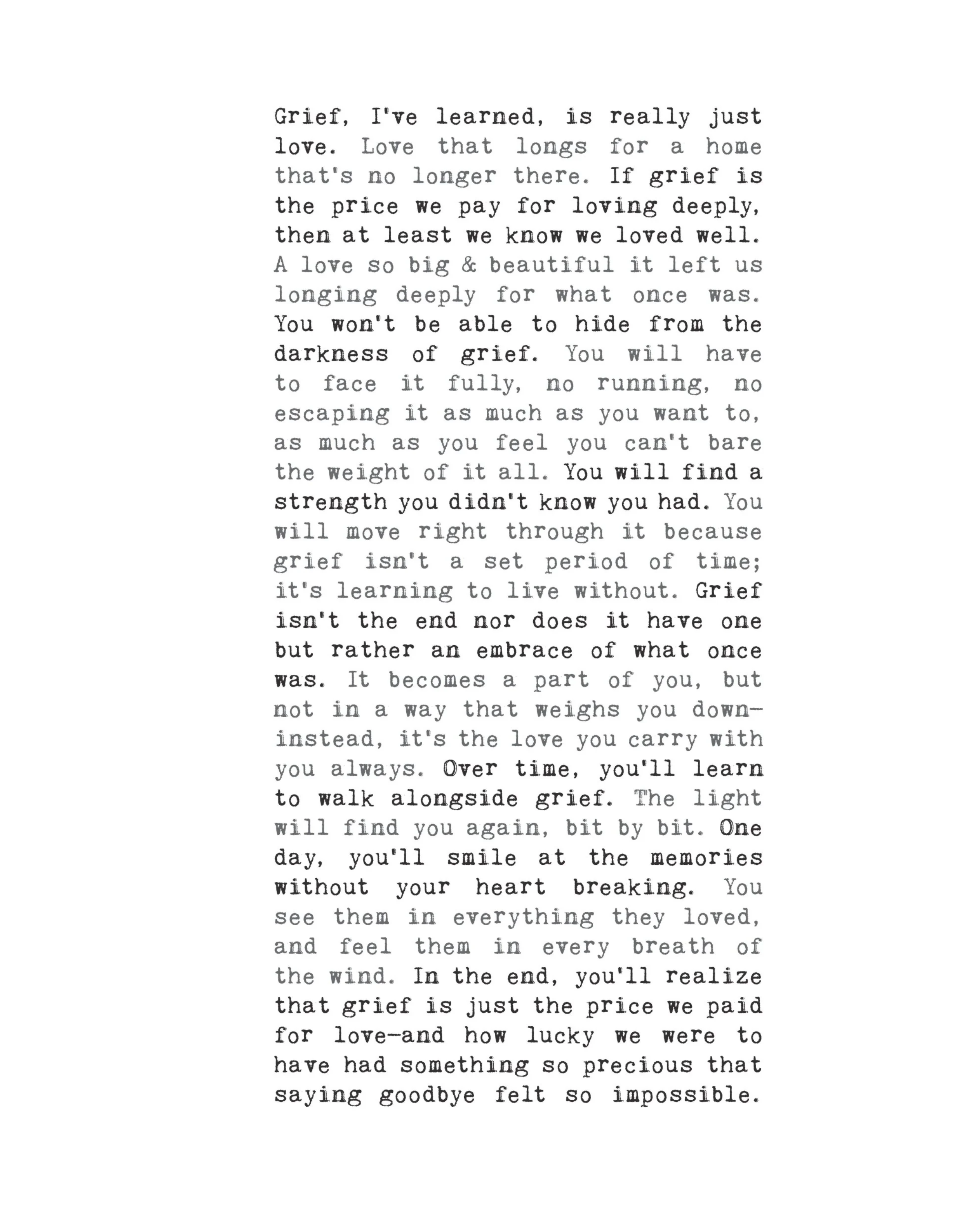 Typewriter Signs: Grief