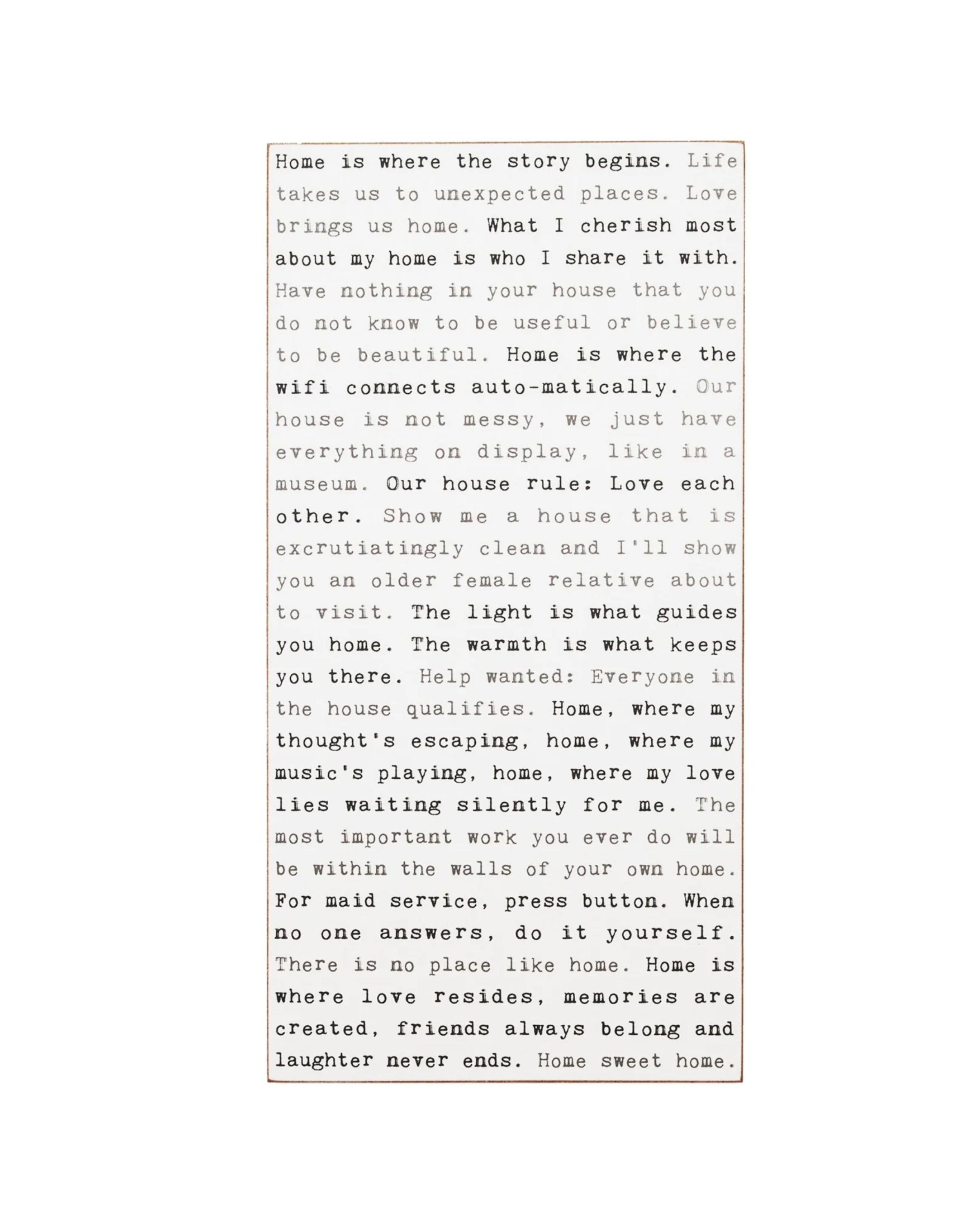 Typewriter Signs: Home