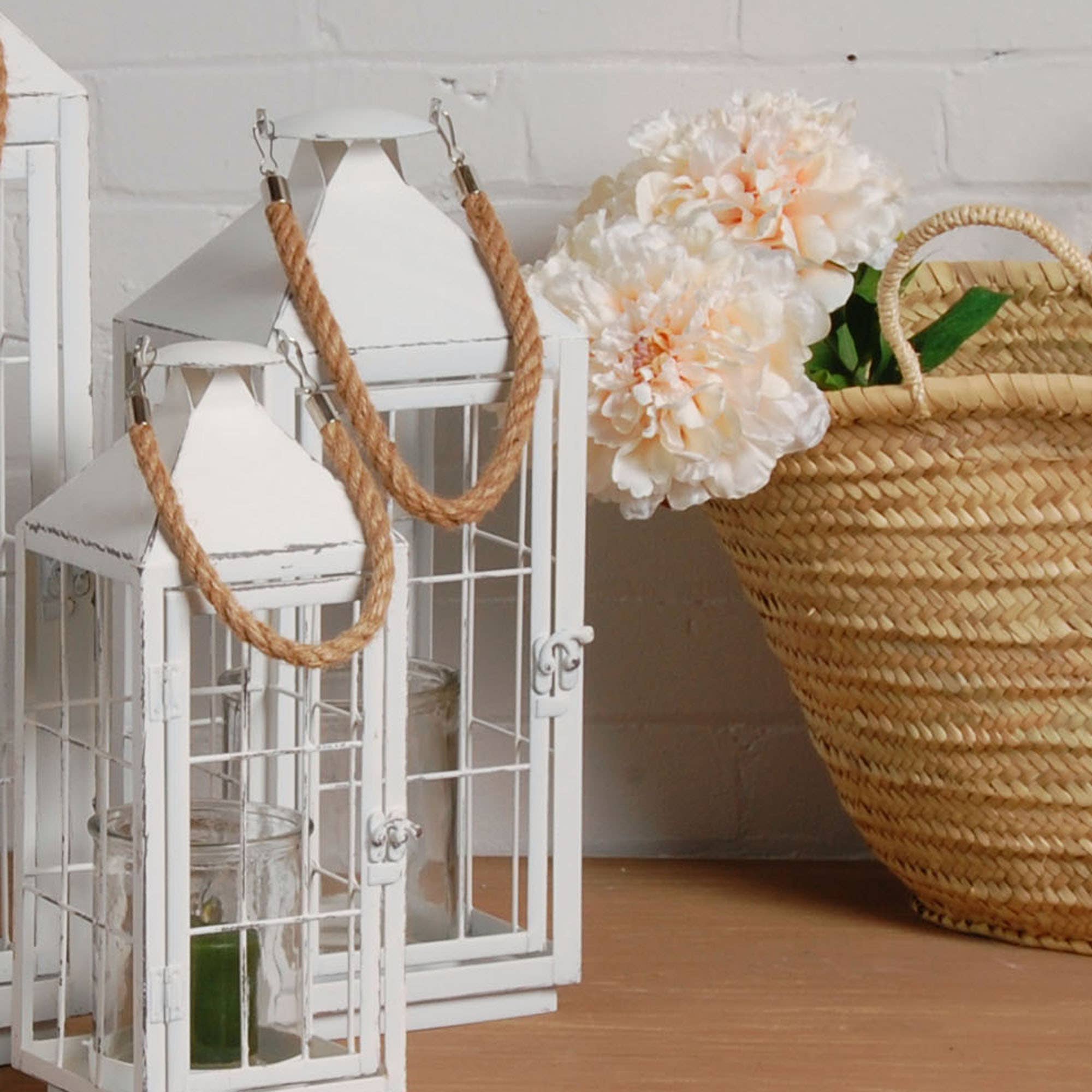 White Metal Lantern - Medium