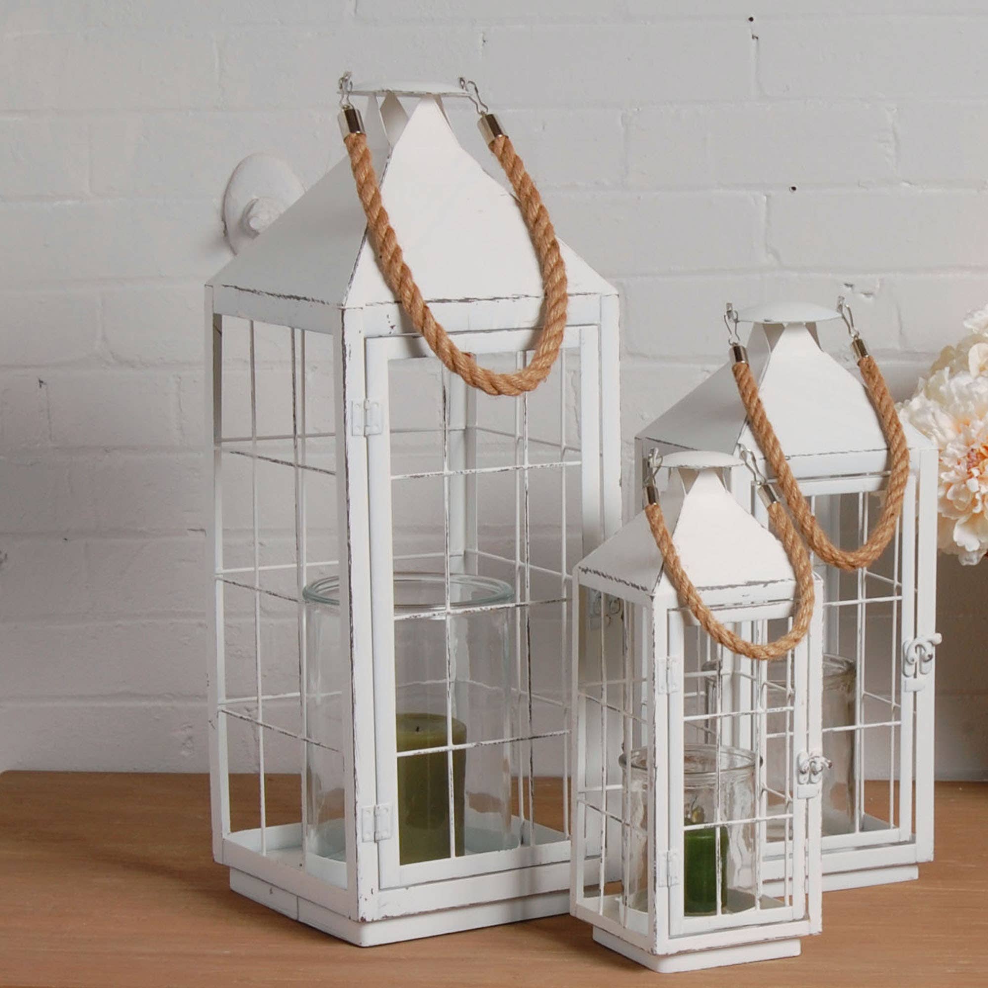 White Metal Lantern - Large